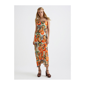 Váy midi satin in hoa kiểu cổ trụ - Product Image 6