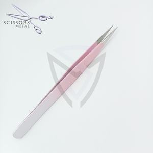 Pince à épiler rose avec pointe dorée 100% pince à cils satisfaction client en stock pince à cils faux 70 degrés en acier inoxydable - Product Image 5