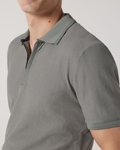 Customizable <b>Men's</b> Zipper for Polo <b>Shirt</b> 100% Cotton Slim Fit Soft Breathable Fabric Stylish Solid Design Black All Occasions - Product Image 2