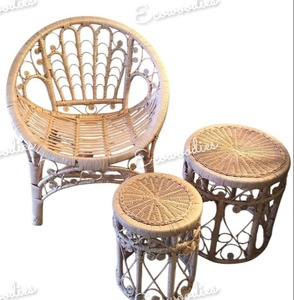 Vente en gros de mobilier d'extérieur Chaise en bambou et osier Ensemble table de jardin et chaises de jardin avec tabouret Mobilier d'extérieur en bambou - Product Image 3
