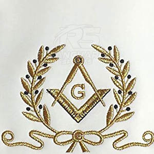 Mandil Masónico Estilo Arco Real, Bordado, Mandil de Aprendiz Entrado, Diseño Blanco Limpio, Mandil de Francmasón - Product Image 4