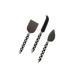 เครื่องตัดชีสด้ามหินอ่อนสีขาวชุดช้อนส้อมสแตนเลสของขวัญเครื่องเงินช้อนแต่งงาน PVD ทอง - Product Image 4