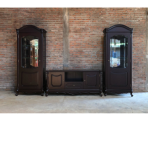 Meuble TV design antique en bois de mahogany massif, autoportant, pour appartement et salon - Vente directe usine - Product Image 2