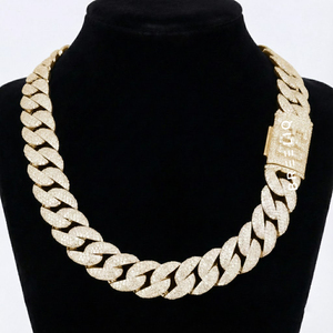 Collier Miami Cuban Link en argent sterling 925, style hip-hop de luxe, look glacé, bijoux tendance pour unisexe - Product Image 3