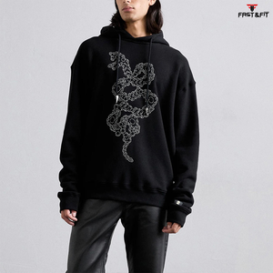 เสื้อฮู้ดผู้ชายประดับเพชรเทียม ราคาโรงงาน ผ้าฝ้าย 100% น้ำหนักเบาสำหรับฤดูหนาว รับสกรีนโลโก้ มีทุกขนาด - Product Image 2