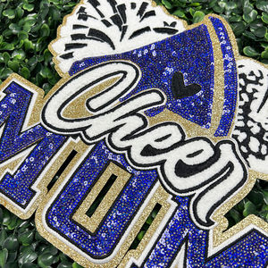 Écusson brodé en chenille personnalisé vente en gros Cheer Mom patchs à paillettes thermocollants pour vêtements en forme de fleur pour cadeaux - Product Image 2