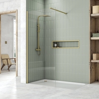 Panneau fixe de salle de bain en or Rose sans cadre, boîtier de porte de douche en verre trempé, moustiquaire de douche