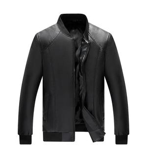 Automne hommes haute qualité peau de mouton veste en cuir décontracté col de Baseball Style à la mode mince moto manteau vêtements - Product Image 4