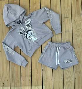 Sudaderas con capucha y pantalones cortos con cremallera para hombre de 100% algodón lavado ácido con logotipo personalizado, chándal informal para hombre, conjunto de pantalones cortos de 2 piezas - Product Image 2