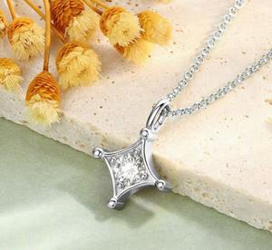 Pendentif en moissanite véritable en forme d'étoile, 2,00 carats, charme pointu, chaîne à maillons, collier en argent sterling 925, multicolore, tendance pour femmes - Product Image 4