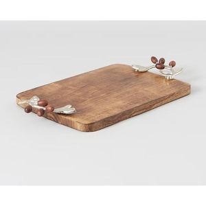 Elegante bandeja de madera para servir hecha de bandeja de madera de mango marrón con mango de diseño elegante bandeja de café aperitivos galletas plato de servidor - Product Image 1