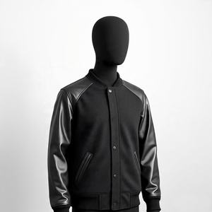 Chenille Broderie Manches En Cuir Personnalisées Bomber Collège Baseball Veste pour Hommes Casual Hommes Streetwear Varsity Veste - Product Image 3