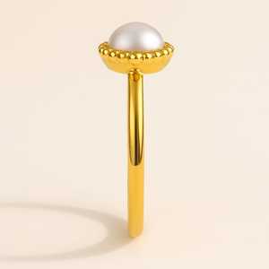 Leela Jewellers Bague de fiançailles en plaqué or avec perles d'eau douce et diamants Bijoux artistiques tendance pour femmes et filles - Product Image 2