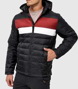 เสื้อแจ็คเก็ตพัฟเฟอร์ผ้าแคนวาสสีดำเงาคุณภาพสูงแบบมีฮู้ดกันน้ำกันลมสำหรับฤดูหนาว ทรงปกติ ใส่ได้ทั้งชายและหญิง พร้อมโลโก้ด้านหน้า  แบบหนาและอุ่น - Product Image 5