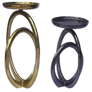 Bougeoir au look attrayant de couleur noire et dorée fabriqué à la main en vrac Ensemble de 2 bougeoirs Décoration de table de mariage - Product Image 2