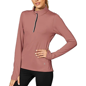 Yoga Running Tops Quarter Zip Pull T-shirts d'exercice avec trous pour les pouces T-shirt pour hommes DDP Shipping - Product Image 2