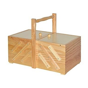 WELL HOME Scatola Vintage per Cucito in Legno di Pino Verniciato, Elegante Contenitore per Organizzazione - Product Image 1