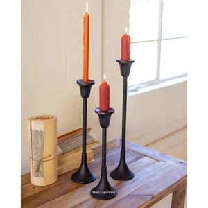 Candelabros cónicos de Metal negro mate, candelabro de hierro para el hogar y la boda, decoración de mesa de cena con velas - Product Image 2