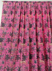 Hecho a mano moderno Boho Hippie estampado Rosa terciopelo cortinas Hotel decorativo algodón ventana sombra indio estilo Vintage - Product Image 3