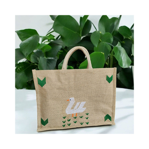 Best Selling Large Capacity Jute <b>Bag</b> with Zipper Closure Soft Embroidery <b>Drawstring</b> <b>Makeup</b> Storage <b>Bag</b> Premium Quality Supplier - Product Image 5