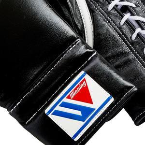 Gants de boxe noirs à lacets Winning, fabriqués sur mesure, de qualité supérieure, gants d'entraînement de boxe en cuir véritable, équipement de boxe - Product Image 3