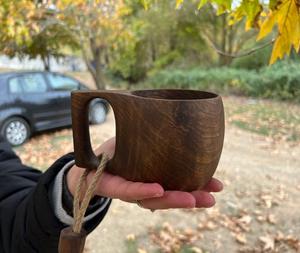 Chope à bière en bois faite à la main tasse en bois sculpté durable écologique tasse à boire en bois rustique naturel bière café thé rustique - Product Image 5