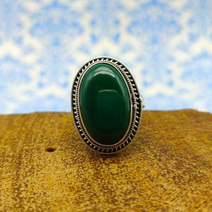 À la mode bohème artisan fabriqué Malachite 925 argent bague en pierres précieuses ovale coupe diamant naturel concepteur cadeau de mariage pour la fête - Product Image 4