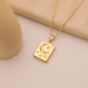 925แข็งเงินสเตอร์ลิง18K สีเหลืองทองชุบแวววาวสร้อยคอรูปดาวพระจันทร์เครื่องประดับจี้เสน่ห์ของคนรักกาแล็กซี่ - Product Image 1