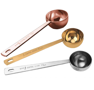 Cuillère à mesurer en acier inoxydable avec manche en métal, or, argent et rose Cuillère à mesurer personnalisée, faite à la main - Product Image 1