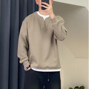 Camiseta Interior de Alta Gama para Hombre, Diseño Simple y Versátil de Dos Piezas, Sudadera con Capucha de Invierno, Felpa Lisa Teñida, Transpirable - Product Image 1