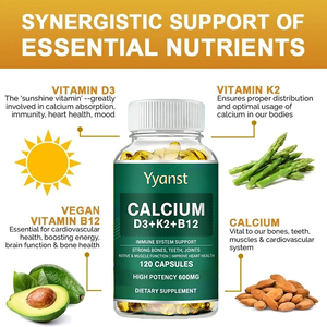 Complément alimentaire de haute qualité à marque privée, calcium avec vitamines D3, K2 et B12 en capsules, pour la santé des os, des articulations et des muscles - Product Image 5
