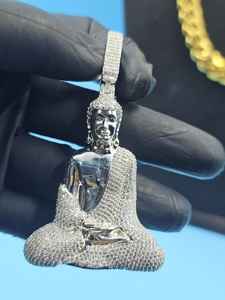 Magnifique pendentif religieux Bouddha en cristal, serti de diamants Moissanite taille ronde, en argent 925, bijoux fins, pendentifs et breloques - Product Image 2