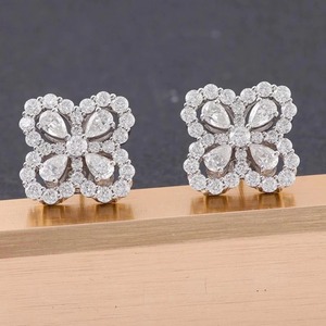 Beautiful <b>Pretty</b> Pear With Round Cut Lab Grown Diamond Tear Drop Stud <b>Earring</b> Push Back Style <b>Earring</b> Best Wedding Gift for Her - Product Image 4