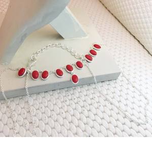 Collares de piedras preciosas de Coral rojo para mujer de Plata de Ley 925, collares de piedras preciosas de Coral rojo de lujo para mujer, collares de piedras preciosas de Coral rojo de plata 925 - Product Image 1