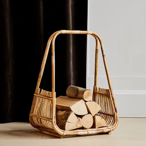 Cesta de troncos de diseño clásico, cesta de mimbre resistente al por mayor, ecológica, hecha a mano, artesanía