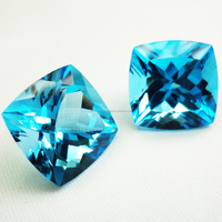 Topaze bleue suisse, taille coussin facettée, pierre précieuse pour la fabrication de bagues, pendentifs et bijoux, pierre semi-précieuse GEMFORTE INC