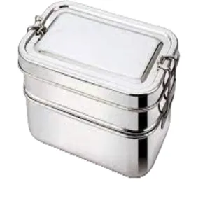 Kerajinan Logam Sekolah Tiffin dengan Polish Mengkilap Stainless Steel Kotak Makan Siang Menangani untuk Grosir Dekoratif Kotak Penyimpanan Makanan