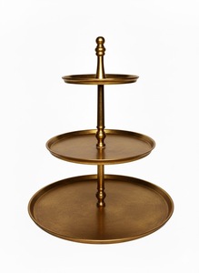 Support à gâteau à 3 étages en métal de luxe antique, piédestal pour cupcakes, tour à desserts de mariage, centre de table de fête, plateau de service en gros, thé - Product Image 4