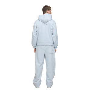 Conjunto de lana de chándal azul claro 425GSM para hombre, sudadera con cremallera y joggers, ropa de calle Premium de algodón, ropa de etiqueta privada OEM - Product Image 2