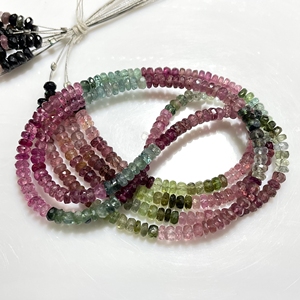 Perles en forme de rondelle à facettes en tourmaline multiple perles de pierres précieuses de qualité fine pour la fabrication de bijoux - Product Image 3