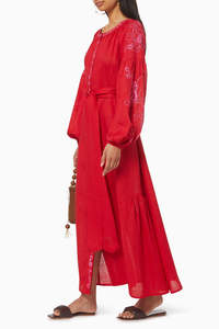 Latest Stylish Loose Fit Boho Style <b>Dress</b> Hand Embroidery <b>Long</b> <b>Sleeves</b> Women Ukraine <b>Dresses</b> - Product Image 6