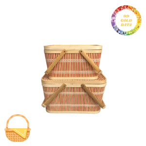 Panier de pique-nique en bambou mignon avec poignée | Pour la préparation du pique-nique et le cadeau | Grande et petite taille disponible - Product Image 5