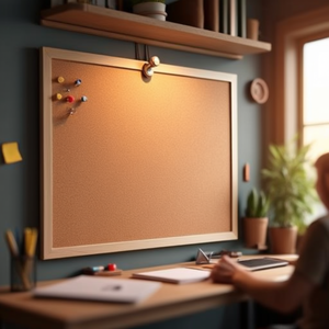 Pizarra Magnética Magnetoplan de 80 x 60 cm con Superficie de Corcho Mate de 76.3 x 56.3 cm, 2 Tornillos de Ojo y Piones Incluidos - Product Image 3