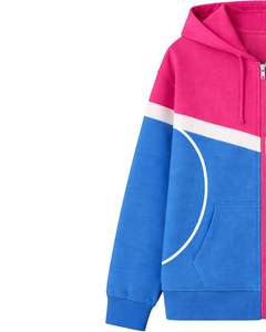 <b>Mens</b> <b>Pink</b> And Blue Color Block Zip Up <b>Hoodie</b> Premium Cotton Fleece Hooded Sweatshirt Casual Streetwear Jacket OEM Bulk - Product Image 4