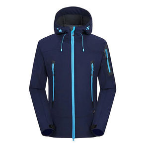 Chaqueta Softshell de lana para hombre 2024, estampado de logotipo personalizado, cremallera frontal, cuello levantado, con capucha, fina, de invierno, multicolor - Product Image 5