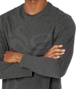 T-shirt à col rond anti-rides pour homme, coupe ajustée, 100% coton, respirant, manches longues, style streetwear, logo personnalisé, poids lourd vierge - Product Image 2