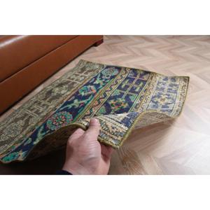 Alfombra Turca Vintage Pequeña de 2.8x3.1 pies (85x94 cm), Alfombra Azul con Diseño Floral - Product Image 5