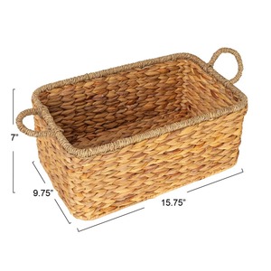 Panier de rangement rectangulaire en jacinthe d'eau et en herbe de mer tissé à la main, vente en gros, écologique, fabriqué au Vietnam - Product Image 3