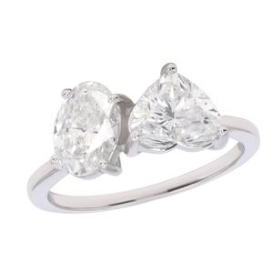 Bague de fiançailles ouverte en forme de cœur et de moissanite ovale de 2.20 ct/diamant en or 10K/14K/18K ou en argent sterling 925 - Product Image 3