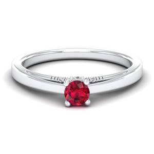 Anillo de Halo Oculto de Plata de Ley 925 con Moissanita de Lujo REYES para Mujer, Precio al por Mayor, Joyería con Piedra Preciosa de Rubí de 0.25 Quilates - Product Image 1